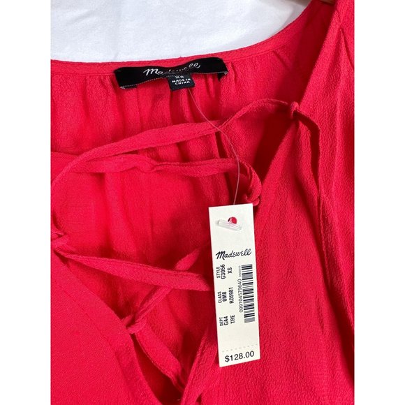 NWT Madewell‎ Short Sleeve Dress sz XS Red - Picture 2 of 6